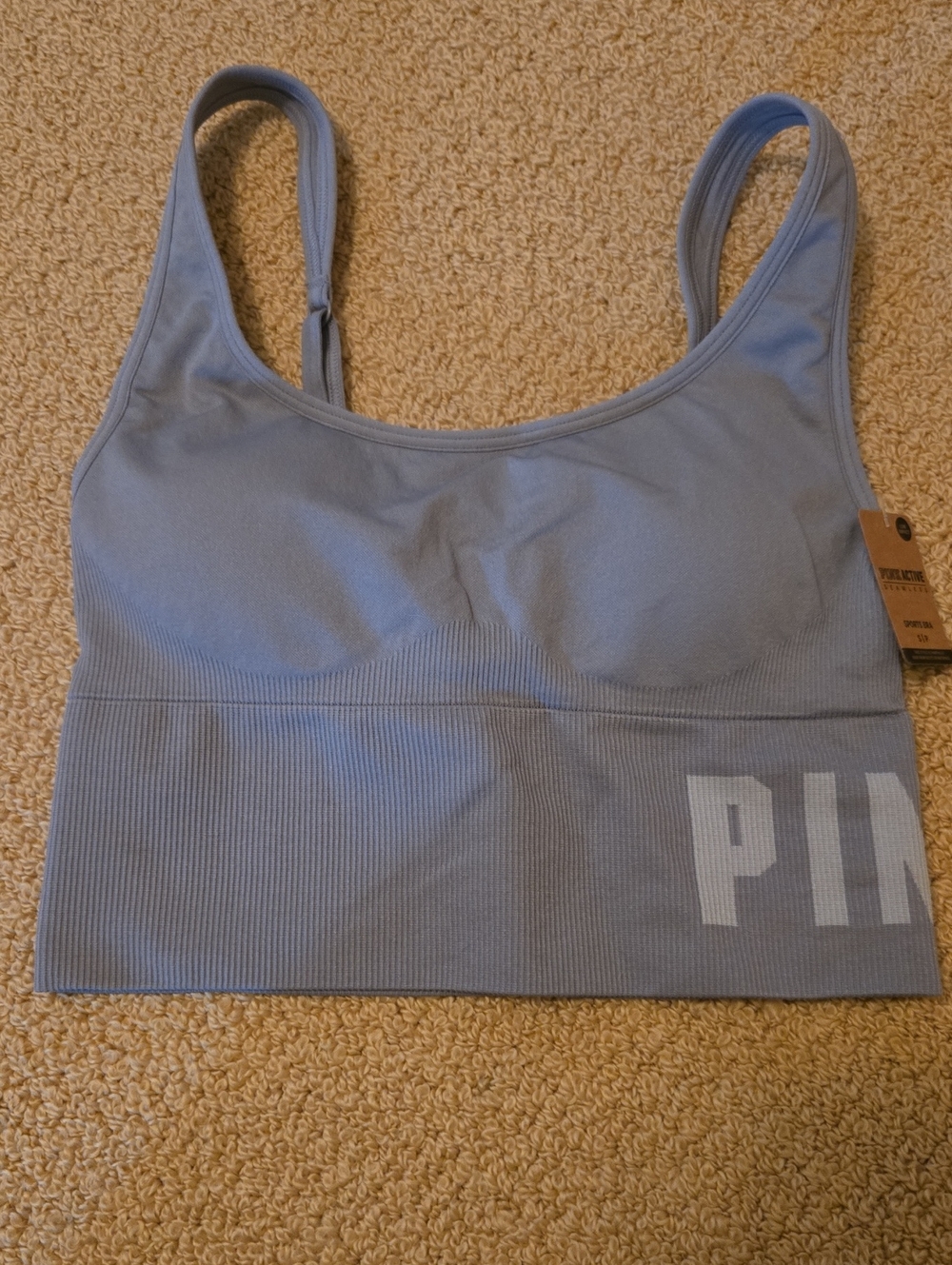 PINK Victoria's Secret Seamless Scoop Sports Bra in Dusty Blue